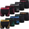 L&K 10 Pack Boxer Uomo Pantaloncini Intimo Microfibra Retro Pantaloncini Colore Nero con Motivi 1209 XL-XXL