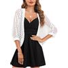 Gyabnw Bolero Donna in Pizzo Maniche 3/4 Coprispalle Corto | Cardigan leggero e traspirante, apertura frontale, per abiti, cerimonie, feste e serate estive
