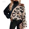Generico Maglione Dolcevita Monospalla con Stampa Leopardata e Scollatura - Pullover Asimmetrico per Donna