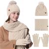 Oneshlee Sciarpa E Cappello Donna, Cappello E Sciarpa Donna Guanti Touch Screen Invernali 3 In 1, Donna Invernale Cappello Berretto, Berretta Donna Sciarpa E Cappello Guanti Invernali Donna Sciarpa E Cappello