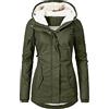 L9WEI Slim parka invernale da donna, foderato, caldo, invernale, con cappuccio, parka spesso, per attività all'aria aperta, giacca invernale leggera, verde militare, M