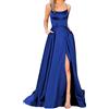 BOTCAM Abito da donna elegante e lungo, con tasche, in raso, linea ad A, schiena scoperta, abito da sposa, abito da sera, sexy, con allacciatura al collo, spaghetti, lungo, principessa, damigella d'onore