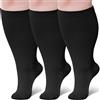 ZFSOCK Calze Compressione Graduata Donna Uomo: Calzini Taglie Forti Obesi Polpaccio Oversize Gambaletti 20-30mmHg per Vene Varicose Circolazione Gravidanza Running Ciclismo Taglia 6XL Nero 3 Paia