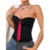 Sukiglam Corsetto Donna Cravatte Corpetto Top a Tubo Senza Spalline Bustier Sexy Bustino Senza Maniche Canotta Estivi Maglietta Corto Elegante Bustino Shapewear Aderente Y2K Tank Tops da Festa
