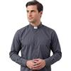 Holyart Camicie Clergyman: Camicia Clergy misto cotone manica lunga grigio scuro In Primis