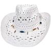Carnavalife, Cappello da Cowboy in Carta Naturale, con Fascia di Tessuto, Unisex Taglia Unica per Uomo e Donna per l'Estate. Colore Bianco.