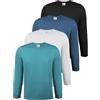 ALPIDEX Maglietta Manica Lunga Uomo Set 4 Cotone Girocollo Basica S-5XL | 200 g/m², Tinta Unita, Taglio Regolare, OEKO-TEX, Traspirante, Casual, Quotidiano, Autunno, Maniche Lunghe, 100% Cotone