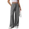 OLIPHEE Pantaloni Tuta Donna Larghi Lunghi con Tasche e Coulisse Pantaloni Donna Jogging Autunno con Elastico in Vita Tinta Unita Casual Yoga Sweatpants Baggy Grigio Scuro M