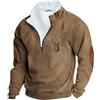 Generisch Maglione da caccia, da uomo, a maniche lunghe, con bottoni a 1/4, con stampa a cervo, vestibilità larga, invernale, oversize, caldo, O kaki, XXXL