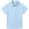 Kids4ever Camicia per Ragazz Manica Corta Camicie con Bottoni Casual Estate Camicie Azzurro 9-10 Anni