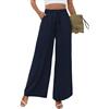 Adigaber Pantaloni Donna Vita Alta Pantaloni a Gamba Larga con Coulisse Regolabile e Tasche Pantaloni Palazzo Eleganti e Morbidi