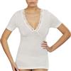 VAJOLET BY SELINA Canottiera Donna Intimo Manica Corta in Misto Lana E Pizzo MM6387 Misure 4-5-6-7-8 Bianco (XL)