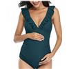 SJTJSPX Costume da Bagno Gravidanza Donna Intero Bikini Maternità Scollo a V Costume da Bagno Gravidanza con Imbottitura Seno Rimovibile Arricciato Abbigliamento da Spiaggia Piscina Terme Swimwear, blu, XL