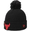 New Era Berretto NBA Team Pop Bobble BullsEra Beanie Invernale con Risvolto Taglia Unica - Nero