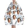 RoPox Coperta Extra Lunga con Cappuccio, Foto e Testo Personalizzati, Oversize in Flanella con Cappuccio per Donne e Uomini, Coperta indossabile con Maniche e Tasca Gigante