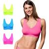 FOCENZA Reggiseno Donna Senza Ferretto 3 Pezzi, Brassiere con Spallina Larga in Microfibra Elasticizzata in Vari Colori, Made in Italy (Turchese-g.f.-b.f., S-M)