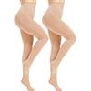 Nebalia Collant Termiche Donna Inverno - Foderata con Pile Spesso, Calze Collants Terniche Riscaldanti, Opache, Elastiche e Comode 2 paia color carne L-XL
