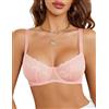 Avidlove Reggiseno da donna in pizzo floreale non imbottito push up Dirndl BH classico balconcino con ferretto Bralette biancheria intima per tutti i giorni, rosa, S