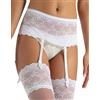 CALZITALY Reggicalze in Pizzo Floreale a Fascia con Gancetti Regolabili | Nero, Bianco, Avorio, Naturale | Taglia Unica | Made in Italy (Taglia Unica, Bianco)