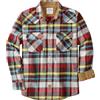 Dubinik® 6 oz Camicia Uomo Flanella Camicia Pile Cotone Western Cowboy Bottone di Perla Manica Lunga Pesante Quadri Vintage Marrone Scuro E Blu L