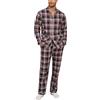 MoFiz Pigiama Uomo Cotone Lungo Invernale Pigiama da Notte con Bottoni Maniche Lunghe Morbido Pigiami Due Pezzi a Quadri Camicia Pigiama e Pantaloni con Tasche US L/EU XL