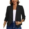MISS MOLY Giacca Donna Elegante con Manica 3/4, Giacca Casual Open Front con Tasche per Ufficio e Lavoro, Blazer Chic per Donna