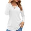 Totatuit T-Shirt Donna con Scollo a V Manica Lunga Maglietta Cotone vestibilità Larga Casual Moda Top Basic Elasticizzato