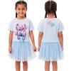 Disney Lilo e Stitch Completo Bambina con T Shirt e Gonna, Outfit Angel e Stitch, Abbigliamento Bambina Estivo 6-7 Anni