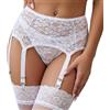 Eagerlove Reggicalze in pizzo da donna, 6 cordini con clip in metallo a vita alta, lingerie a rete, per San Valentino, taglia grande, bianco, XXL