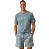 ADMAS Pigiama Uomo Estivo 100% Cotone Verde, Completo Due Pezzi con Maglia e Pantaloncino Art. 64775 (IT, Testo, XL, Regular, Regular, Verde)