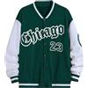 Vagbalena Giacca College da Uomo Vintage Street Letter Varsity Jacket Giacca da Baseball Stampata con Bottoni a Maniche Lunghe Giacca da Lavoro Autunnale con Blocco dei Colori (Verde,XL)