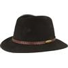 Hut Breiter Breiter Cappello in feltro per attività all'aria aperta, 100% lana, impermeabile e pieghevole, con rivestimento in pelle, per uomo e donna, nero, 58
