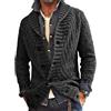 Generic Cardigan da uomo con collo sciallato leggero con bottoni a coste lavorato a maglia con vestibilità slim vintage, Bk, XL
