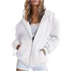 Generico Felpa Donna con Cappuccio Leggera Giacca Oversize Felpe Zip da Donna Manica Lunga Sportiva Hoodie Cotone Sweatshirt Casual Cardigan con Tasche e Cerniera Classico Primavera Autunno