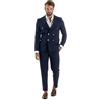 Giosal Abito Uomo Doppiopetto Vestito Completo Rigato Elegante Sartoriale Giacca Pantaloni Bottoni Metallo Fantasia Gessata Vari Colori (IT, Numero, 44, Regular, Regular, Blu)
