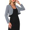 Allegra K Donna Cardigan Corto con Colletto a Contrasto Maniche Lunghe