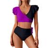 Generico Bikini Set da Donna in Due Pezzi, Scollo a V Top Costume Piscina Donna Brasiliana Bikini Beachwear Swimwear Abiti da Spiaggia