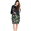 Prettystern Donna 100% Pura Seta Raso Crepe Kimono Vestaglia Pigiama Caftano Camicia da Notte Stampa d'Arte