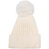 styleBREAKER Berretto Donna in Maglia a Coste con PON PON,Crema-Bianco