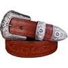 Surrycee Cinture occidentali extra lunghe da 105-150cm per uomo e donna Cowgirl, cinture in vera pelle country con goffratura floreale cowboy per jeans, larghezza 35 mm,Marrone,110cm/waist:36~38