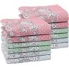 HOULIFE Fazzoletti da Donna con Fiori in Puro Cotone 45 x 45 cm 3 Colori per Uso Quotidiano, M
