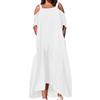 Generisch Abito casual da donna elegante casual moda scollo a V abito da donna a maniche lunghe, bianco, M