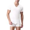 Intimitaly Set 2 Magliette Intime Uomo Cotone Elasticizzato Girocollo e Scollo V - T Shirt Basic Finissima Cuciture Piatte Intimo Maglietta Uomo Nera Bianca e Colorata (2 Scollo V Bianche, 7/XXL)