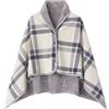 Générique Poncho in pile da donna, plaid scialle mantello caldo invernale con bottoni coperta a quadretti, coperta da divano, 100 x 140 cm, b, Taglia unica