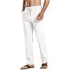 HOTake Pantaloni da uomo in lino, casual, piatti sul davanti, pantaloni estivi da spiaggia