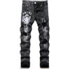 Yancremio Jeans Stampati Modello Punk retrò da Uomo Goth Harajuku Punk Primavera E Autunno Moda Tendenza Sottile Jeans Dritti Elasticizzati