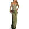 Generic Abiti Sexy per le Donne senza Maniche Pizzo Corsetto Top e Seta Maxi Gonna Abiti da Vacanza due Pezzi Set Estate Dressy (Verde,Piccolo)