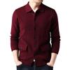 Caxndycing - Giacca da uomo in maglia con colletto aperto, chiusura a bottoni, maniche lunghe, in misto lana fine, casual, con 2 tasche laterali, cardigan in cotone a costine, Colore: rosso, M