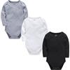 kavkas Body a maniche lunghe per neonati maschi e femmine, canottiere in cotone per neonati, magliette intime, body monopezzo tinta unita, abbigliamento per neonati, confezione da 3 (0-24M), 6-9