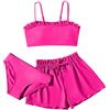 Generic Costumi da Bagno Ragazza 3 Pezzi Bikini Tuta Camisole Top con Coprire Pantaloncini da Spiaggia Bambini Nuoto Costume Gonna Stampata Surf Costumi da Bagno 8-15 Anni (Z07, 13-14 Years)
